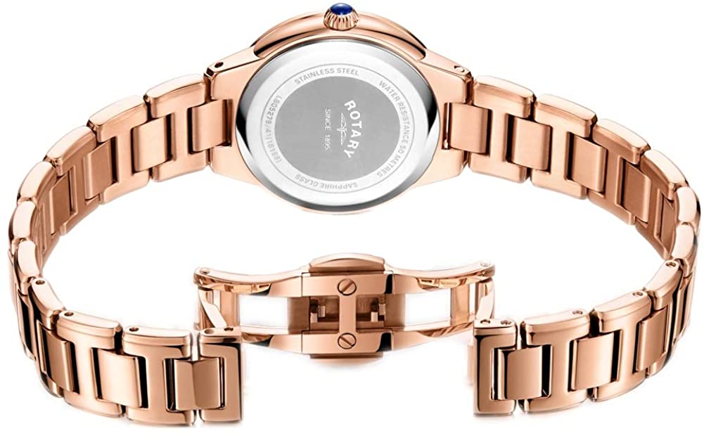 Rotary Ladies Classic Watch with Rose Gold Stainless Steel Strap LB05279/41