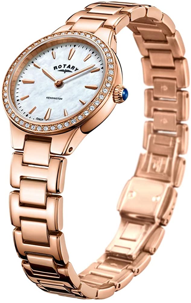 Rotary Ladies Classic Watch with Rose Gold Stainless Steel Strap LB05279/41