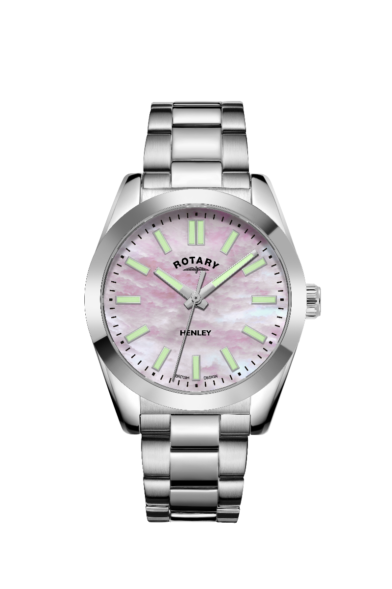 Rotary Henley Ladies Watch with Pink Mother Of Pearl Dial and Stainless Steel Bracelet LB05280/07