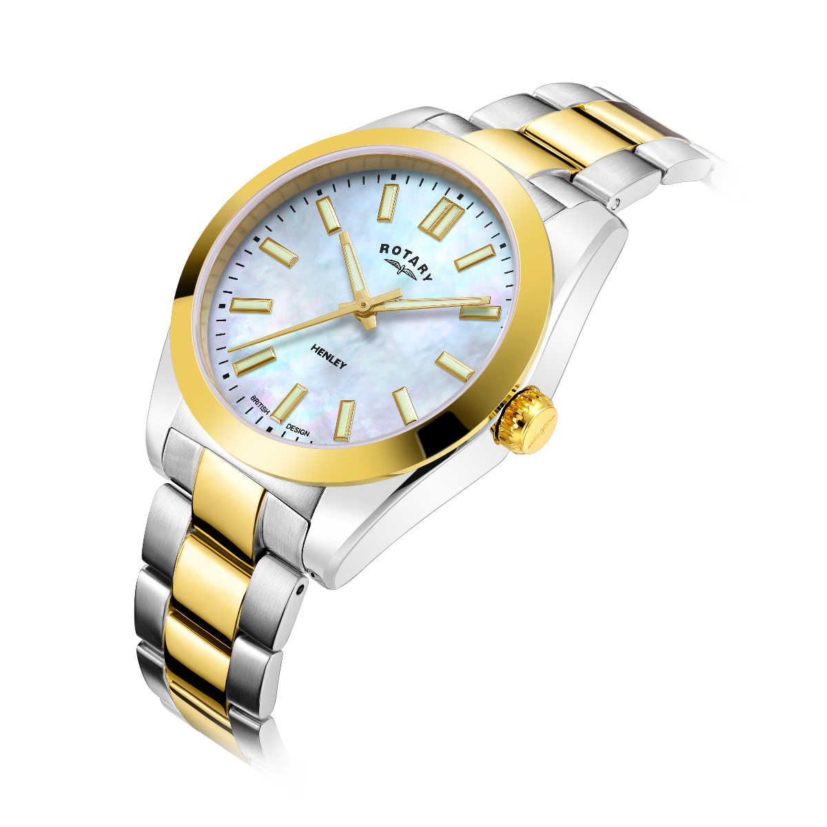 Rotary Henley Ladies Watch with Mother Of Pearl Dial and Two Tone Bracelet LB05281/41