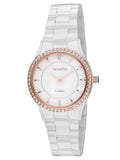 Accurist Ladies Crystal Set White Ceramic Bracelet Watch with Rose Gold LB1751W
