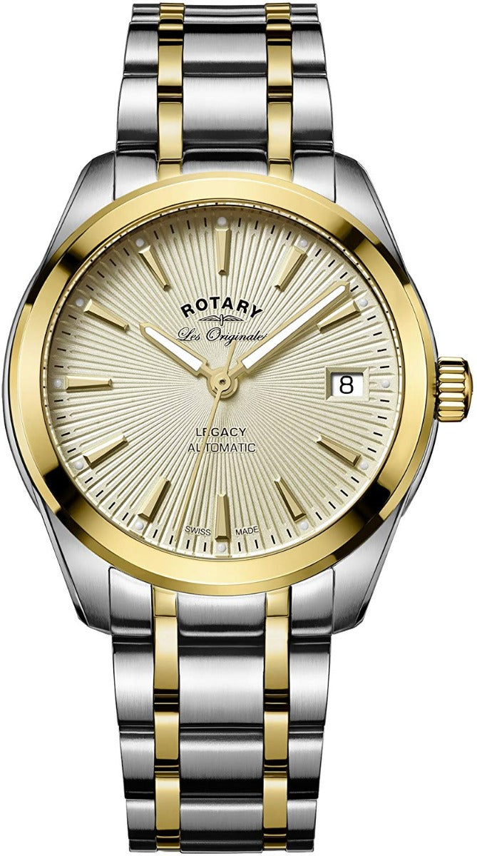 Rotary Women's Automatic Watch with Gold Dial Two Tone Stainless Steel Bracelet LB90166/03