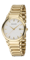 Accurist Men's Watch with Round White Dial and Gold Plated Stainless Steel Bracelet MB864W