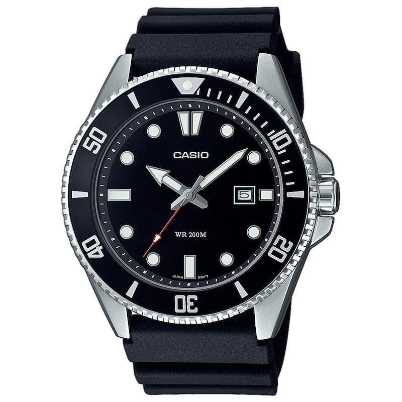 Casio Mens Watch with Black Dial and Black Strap MDV-107-1A1VEF