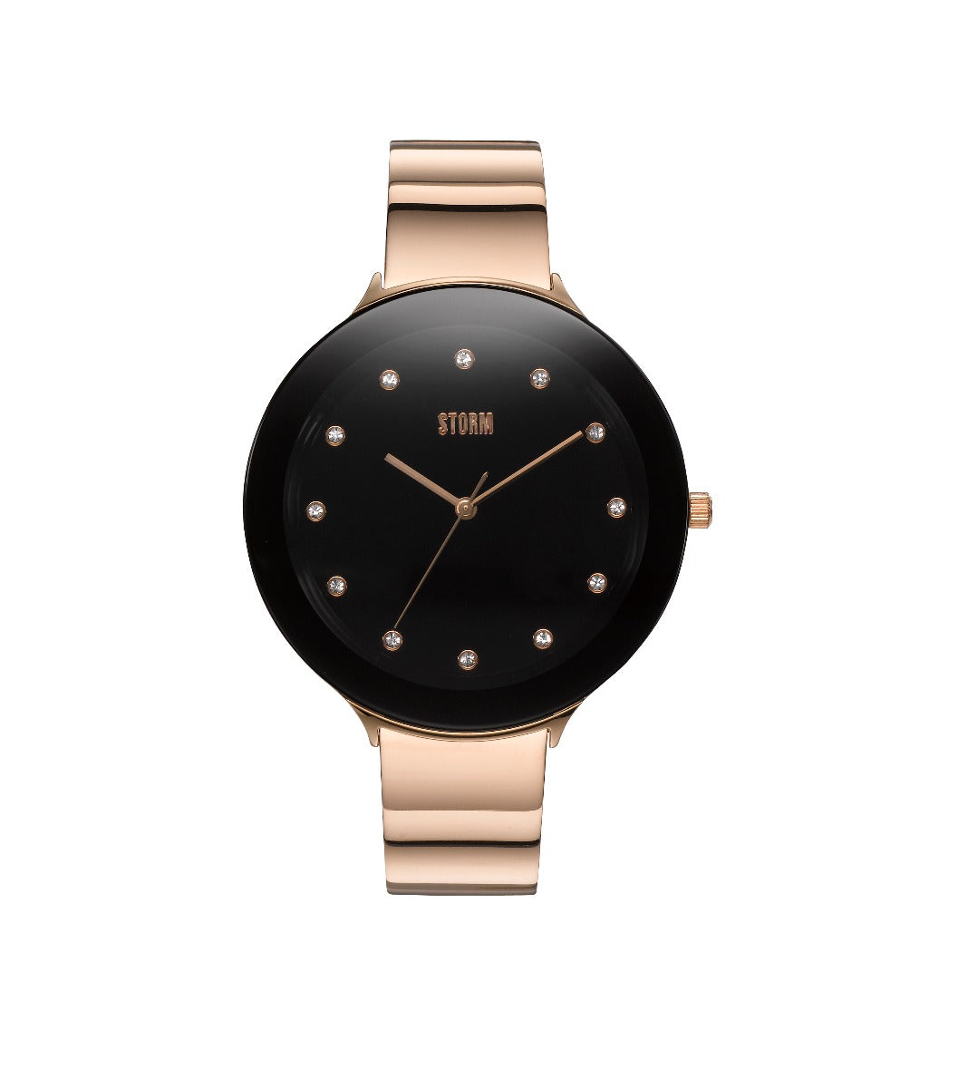 Storm Ladies Ostele Watch with Black Dial and Rose Gold Bangle Strap 47401/RG