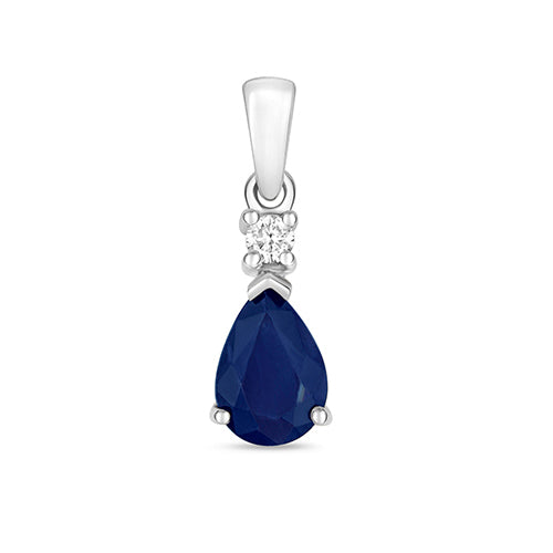 9ct White Gold Sapphire and Diamond Pendant 0.85CT