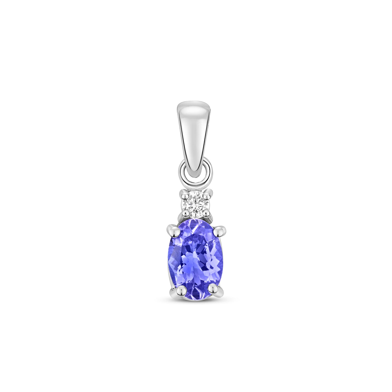 9ct White Gold Tanzanite and Diamond Pendant 0.5CT