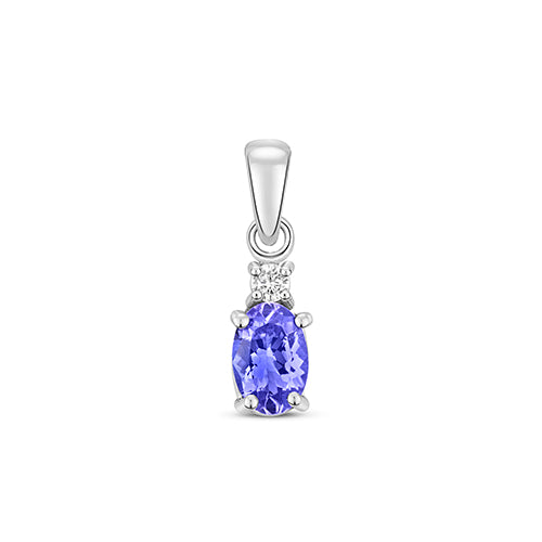 9ct White Gold Tanzanite and Diamond Pendant 0.5CT