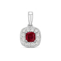 9ct White Gold Ruby and Diamond Pendant 0.420+0.160CT