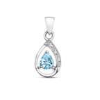 9ct White Gold Aquamarine and Diamond Pendant 0.050+0.010CT