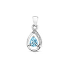 9ct White Gold Aquamarine and Diamond Pendant 0.050+0.010CT