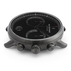 Nordgreen Pioneer Scandinavian Men's Chronograph Watch Black Dial and Black Leather Strap