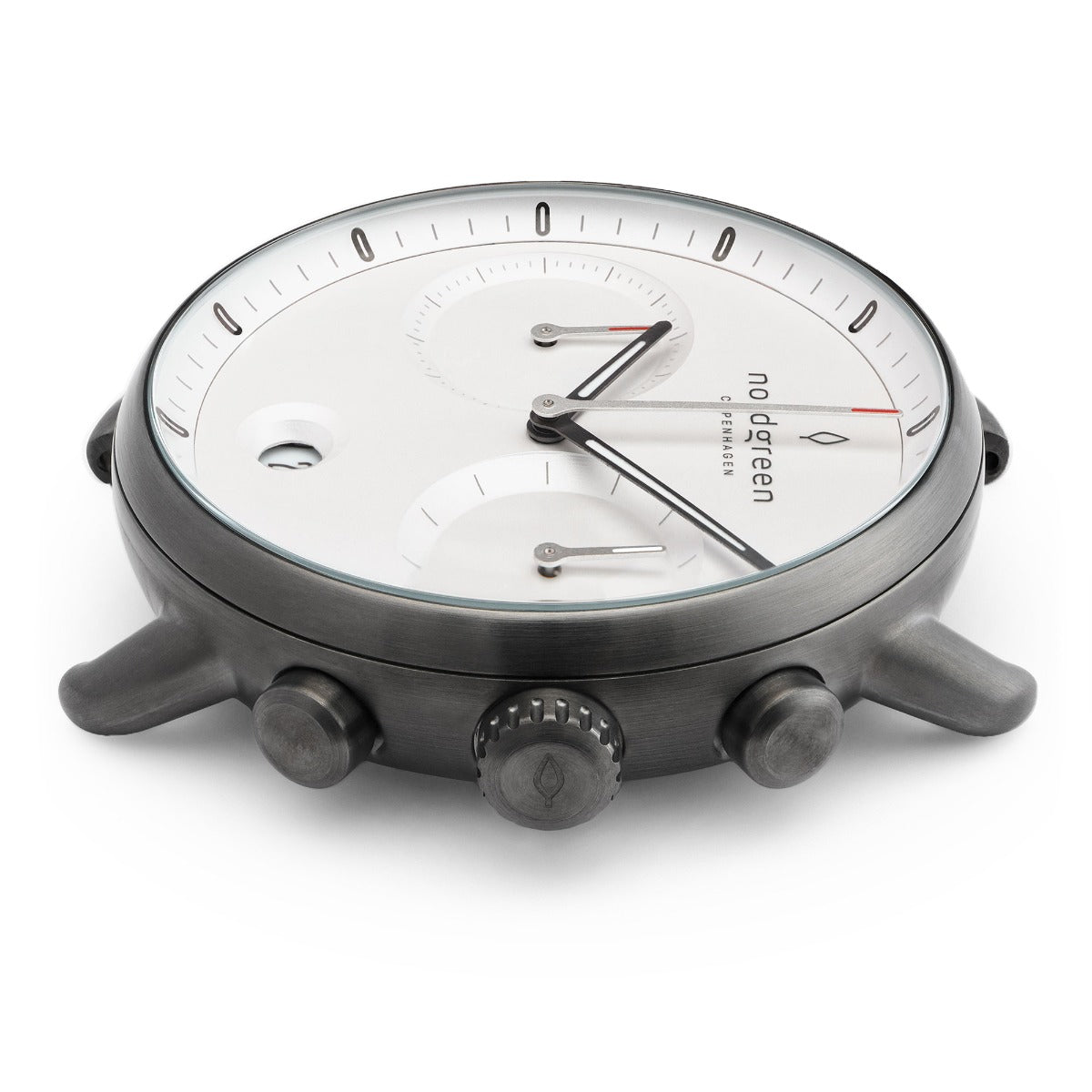 Nordgreen Pioneer Scandinavian Men's Chronograph Watch White Dial and Mesh Strap