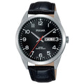 Pulsar Mens Black Leather Strap Watch PJ6067X1
