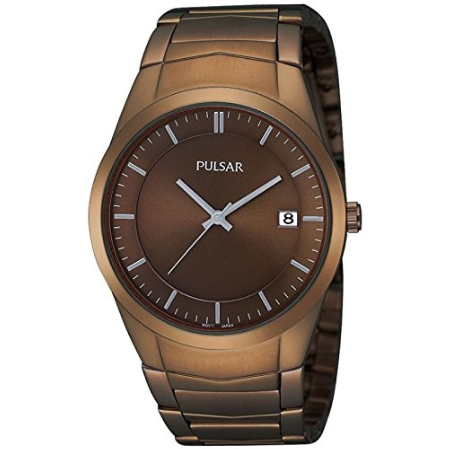 Pulsar Mens Ion-Plated Stainless Steel Bronze Dial Watch PS9155X1