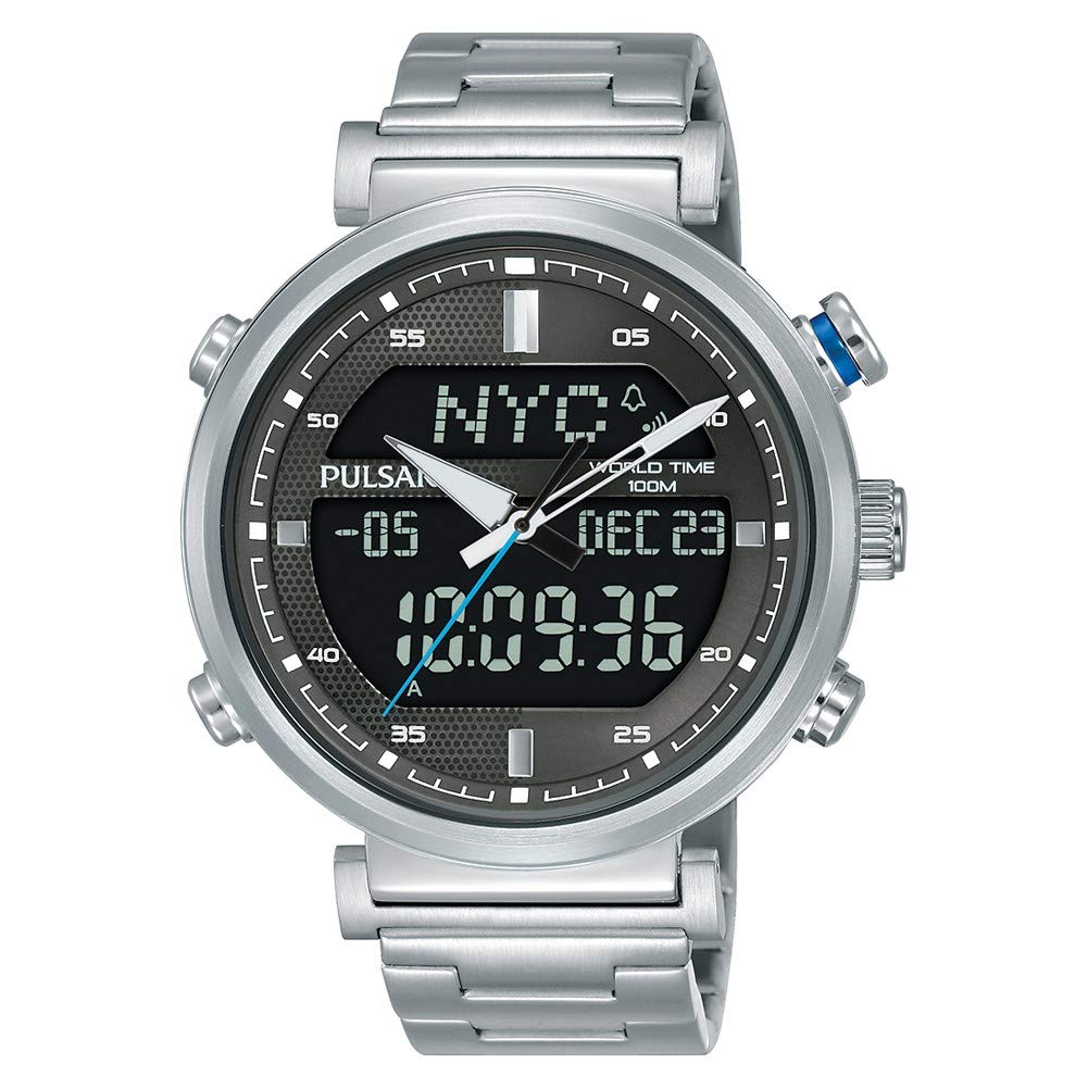 Pulsar Mens Digital & Analogue Watch with Silver Stainless Steel Bracelet PZ4051X1