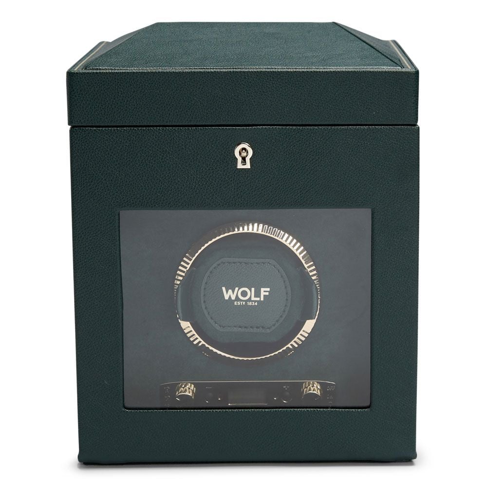 Wolf British Racing Single Watch Winder with Storage Green 792141