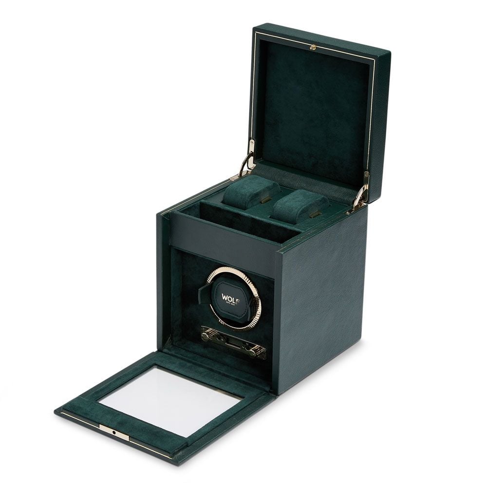 Wolf British Racing Single Watch Winder with Storage Green 792141