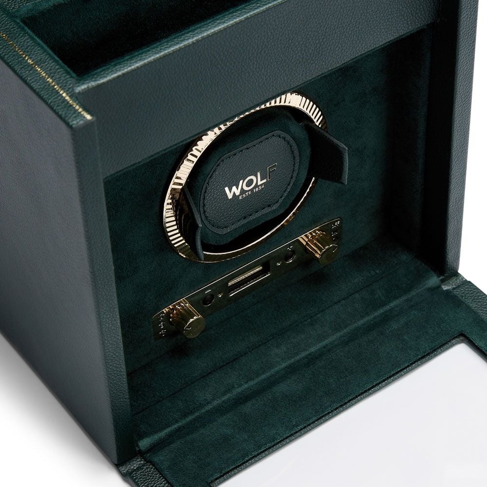 Wolf British Racing Single Watch Winder with Storage Green 792141