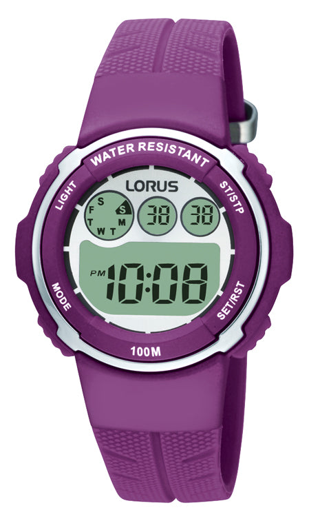 Lorus Ladies Digital Watch with Purple Plastic Strap R2379DX9