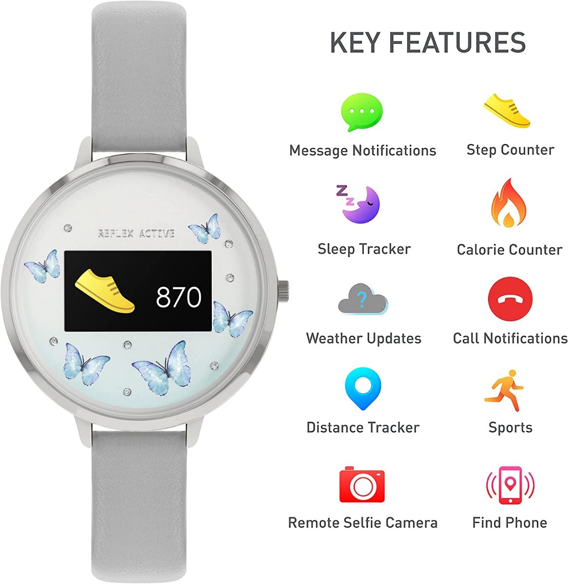 Reflex Active Series 3 Ladies Smart Watch with Grey PU Strap RA03-2123