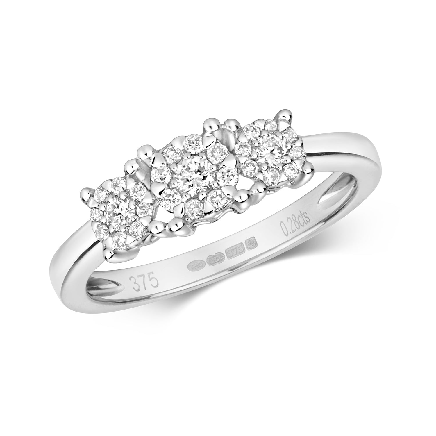 9ct White Gold Diamond Dress Ring 0.29 CT