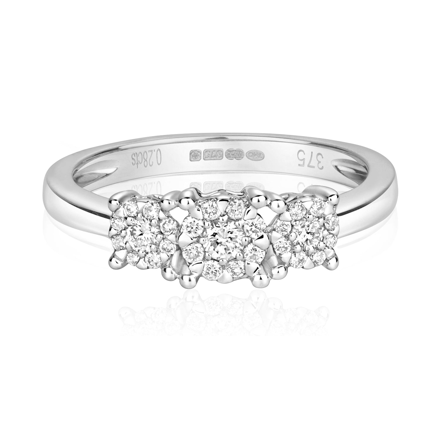 9ct White Gold Diamond Dress Ring 0.29 CT