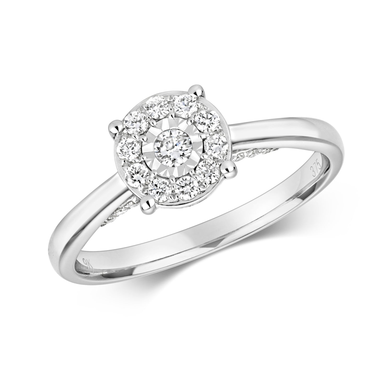 9ct White Gold Diamond Engagement Ring 0.28 CT