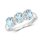 9ct White Gold Aquamarine and Diamond Dress Ring 1.260+0.010 CT