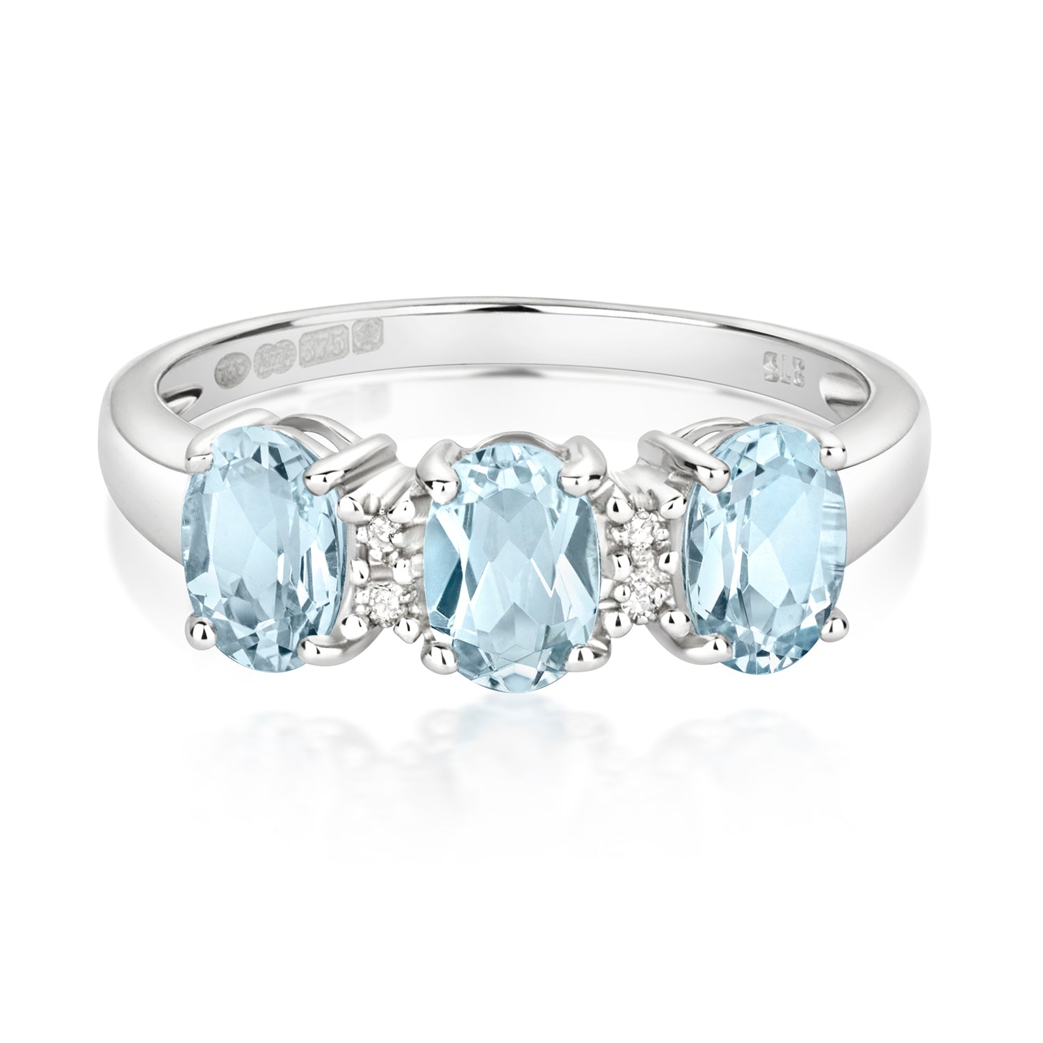 9ct White Gold Aquamarine and Diamond Dress Ring 1.260+0.010 CT