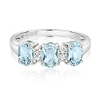 9ct White Gold Aquamarine and Diamond Dress Ring 1.260+0.010 CT