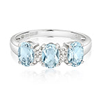 9ct White Gold Aquamarine and Diamond Dress Ring 1.260+0.010 CT