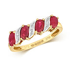 9ct Yellow Gold Ruby and Diamond Dress Ring 1.050+0.020 CT