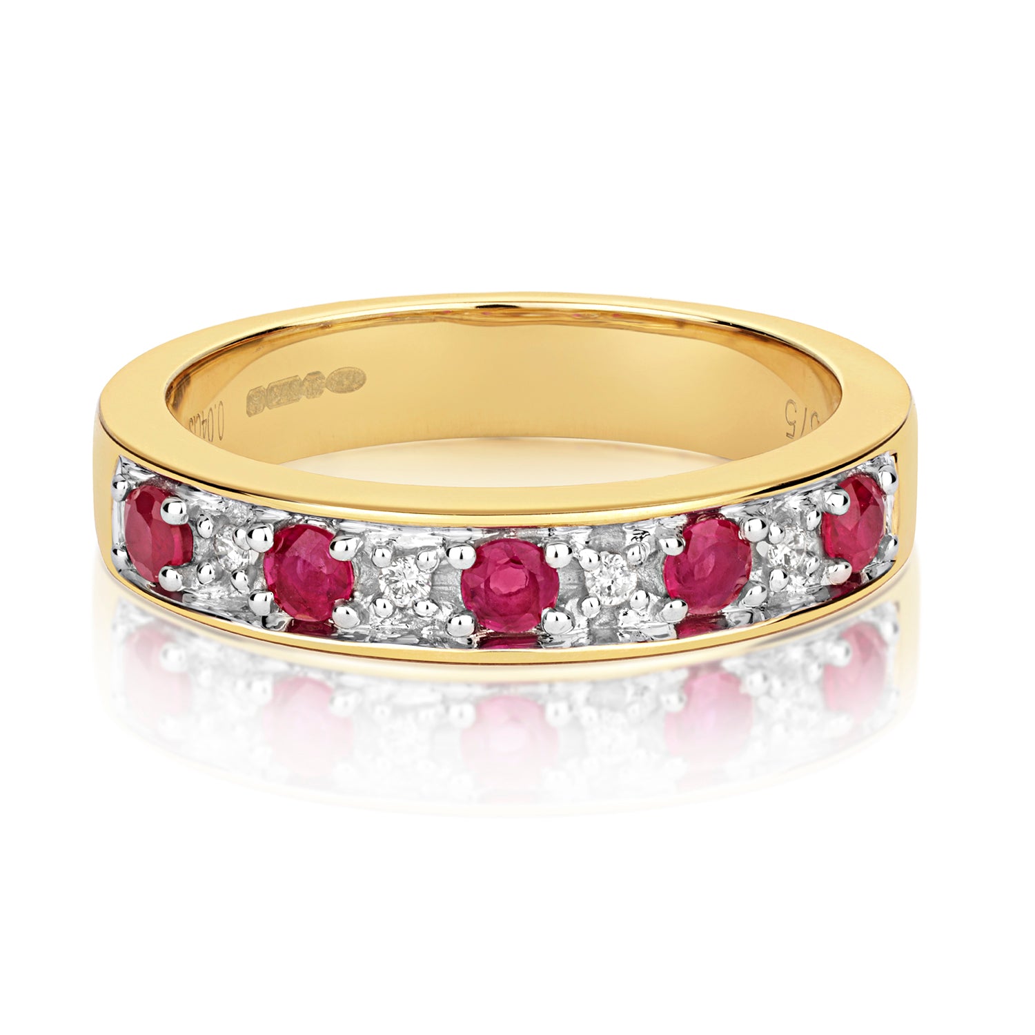 9ct Yellow Gold Ruby and Diamond Eternity Ring 0.46 CT