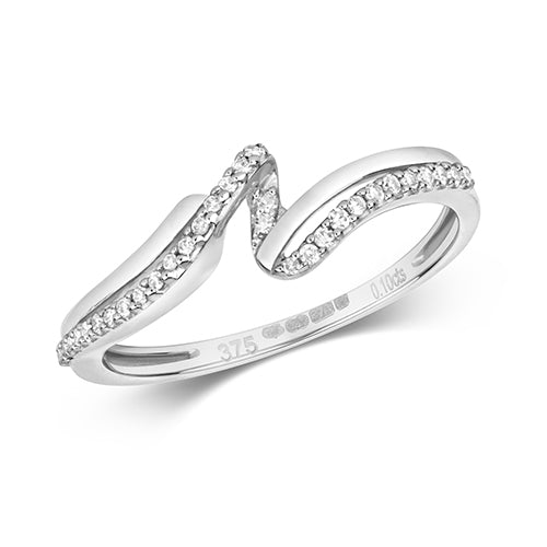 9ct White Gold Diamond Dress Ring 0.1 CT