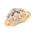 9ct Yellow Gold Morganite and Diamond Dress Ring 1.750+0.100 CT
