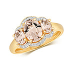 9ct Yellow Gold Morganite and Diamond Dress Ring 1.750+0.100 CT