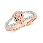 9ct Rose Gold Morganite and Diamond Dress Ring 0.220+0.010 CT