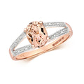 9ct Rose Gold Morganite and Diamond Dress Ring 0.220+0.010 CT