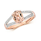 9ct Rose Gold Morganite and Diamond Dress Ring 0.220+0.010 CT