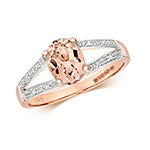 9ct Rose Gold Morganite and Diamond Dress Ring 0.220+0.010 CT