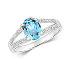 9ct White Gold Aquamarine and Diamond Dress Ring 1.000+0.030 CT