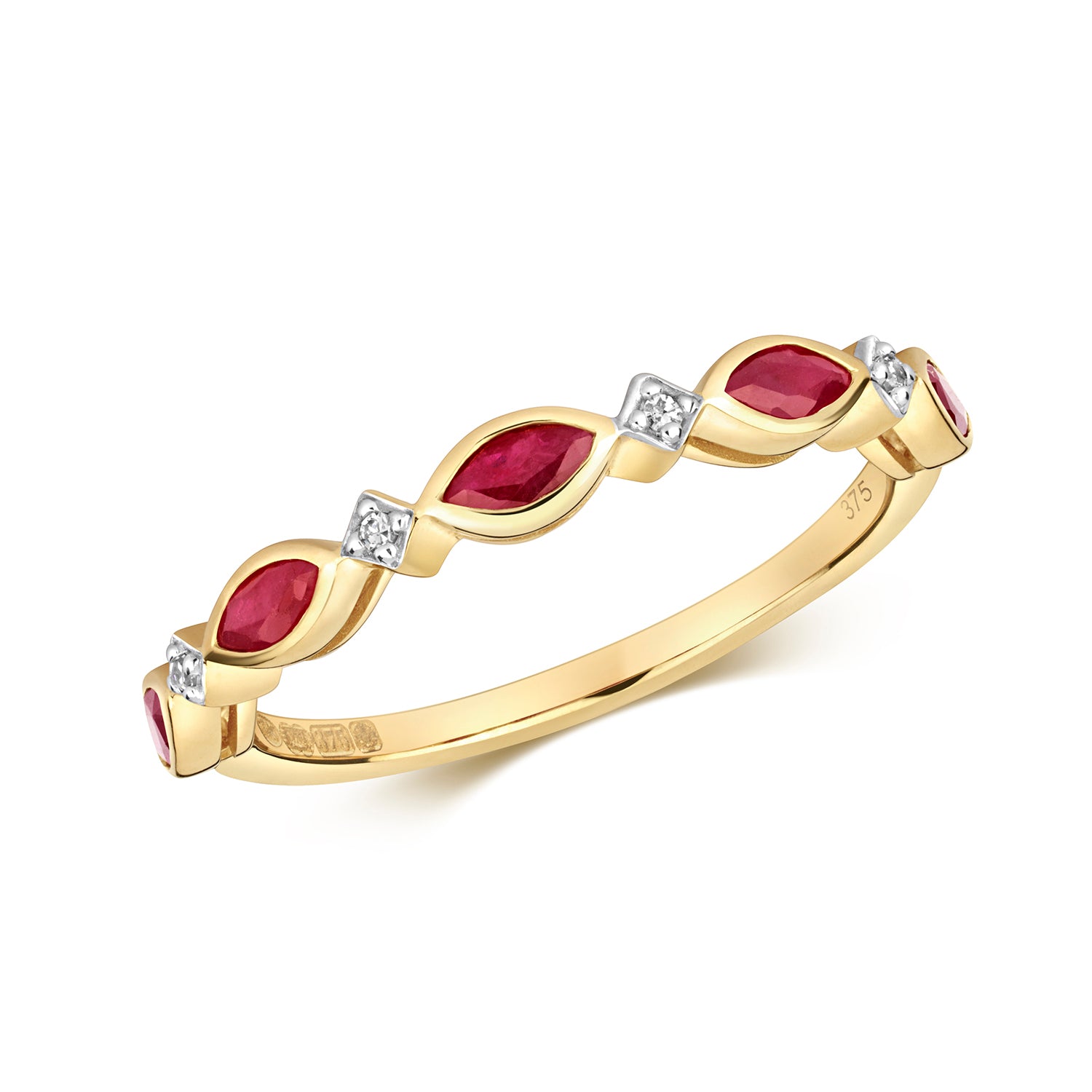 9ct Yellow Gold Ruby and Diamond Eternity Ring 0.500+0.020 CT