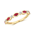9ct Yellow Gold Ruby and Diamond Eternity Ring 0.500+0.020 CT