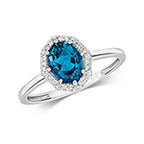 9ct White Gold Blue Topaz and Diamond Dress Ring 1.680+0.070 CT