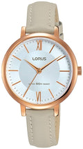 Lorus Ladies Watch with Sunray Dial and Grey Leather Strap RG264LX7