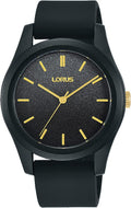 Lorus Ladies Watch with Black Dial and Black Rubber Strap RG267TX9