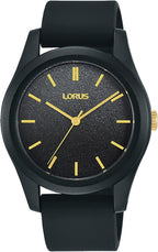 Lorus Ladies Watch with Black Dial and Black Rubber Strap RG267TX9