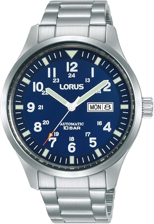 Lorus Men Automatic Watch with Blue Dial and Silver Strap RL405BX9