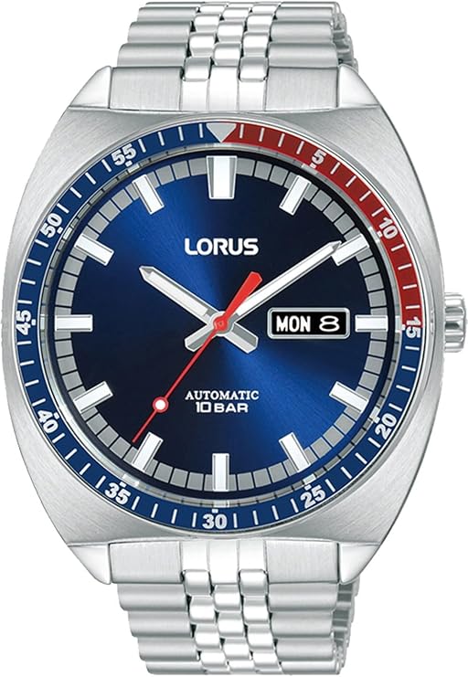 Lorus Mens Automatic Watch with Blue Dial and Silver Bracelet RL445BX9